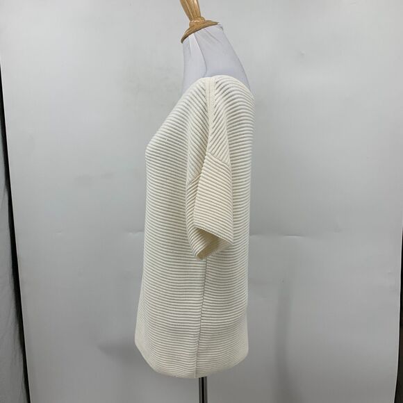 Tommy Bahama Blouse Womens S Ivory Ribbed Knit Sparkle Boat Neck Drop Shoulder - Picture 4 of 14